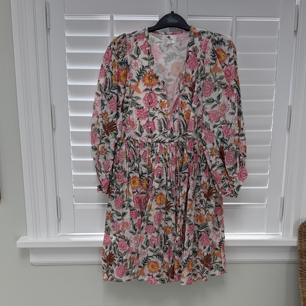 Floral V-Neck Mini Dress in Pink